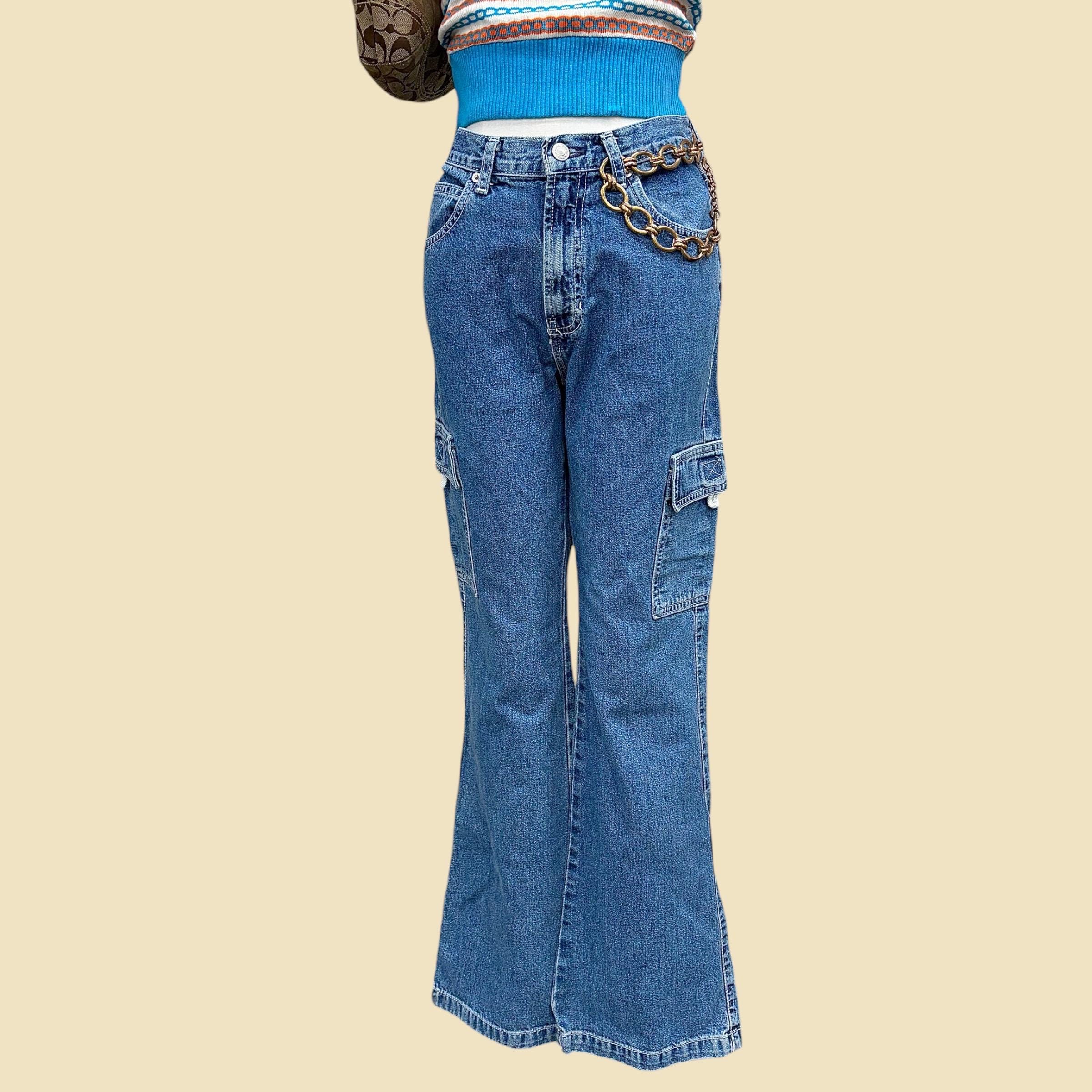 パンツ Archive Y2K FUGA FLARE JEANS DENIM PANTS Vintage Gap Flare Cargo Jeans 2000s Y2K + Womens Size 8 + Medium