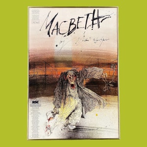 Vintage Macbeth Poster 1980s Retro Size 29x20 Contemporary Royal Shakespeare Theatre England Illustrations Ralph Steadman Wall Art image 1