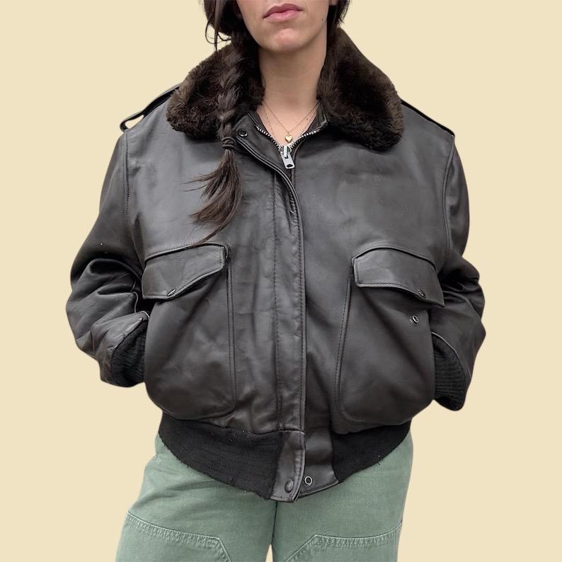 Vintage Schott Flight Jacket 1970s Bomber + Size 50 + 674 + Dark
