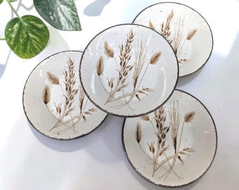 Vintage Stonehenge Bowls Retro 1970s Mid-century Modern + Midwinter Wild Oats Pattern + Set of Four + Stoneware + Kitchen + Serving