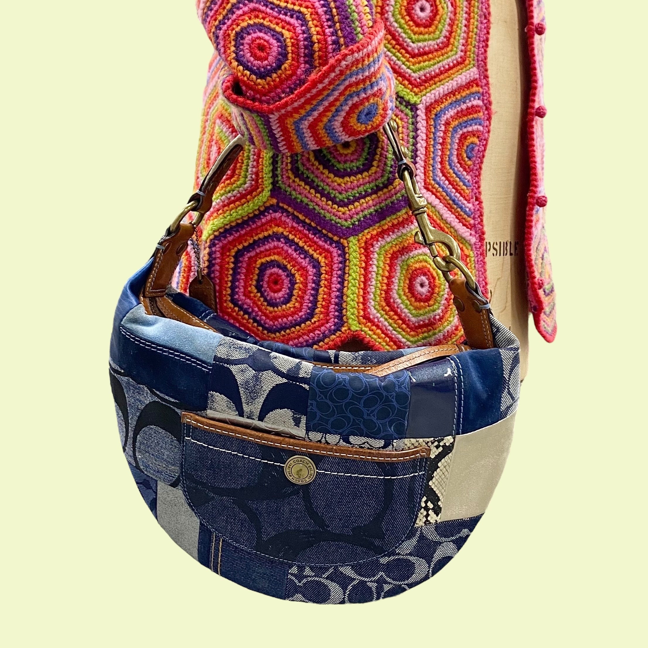 Vintage Coach Patchwork Hobo Bag Retro 2000s Y2K + #10019 +