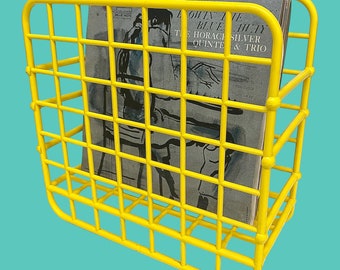 Vintage YAFFA Catchall Retro 1980s Post Modern + Basic Line + Yellow Plastic + Magazine Rack + Vinyl Record Storage + Contemporary Decor