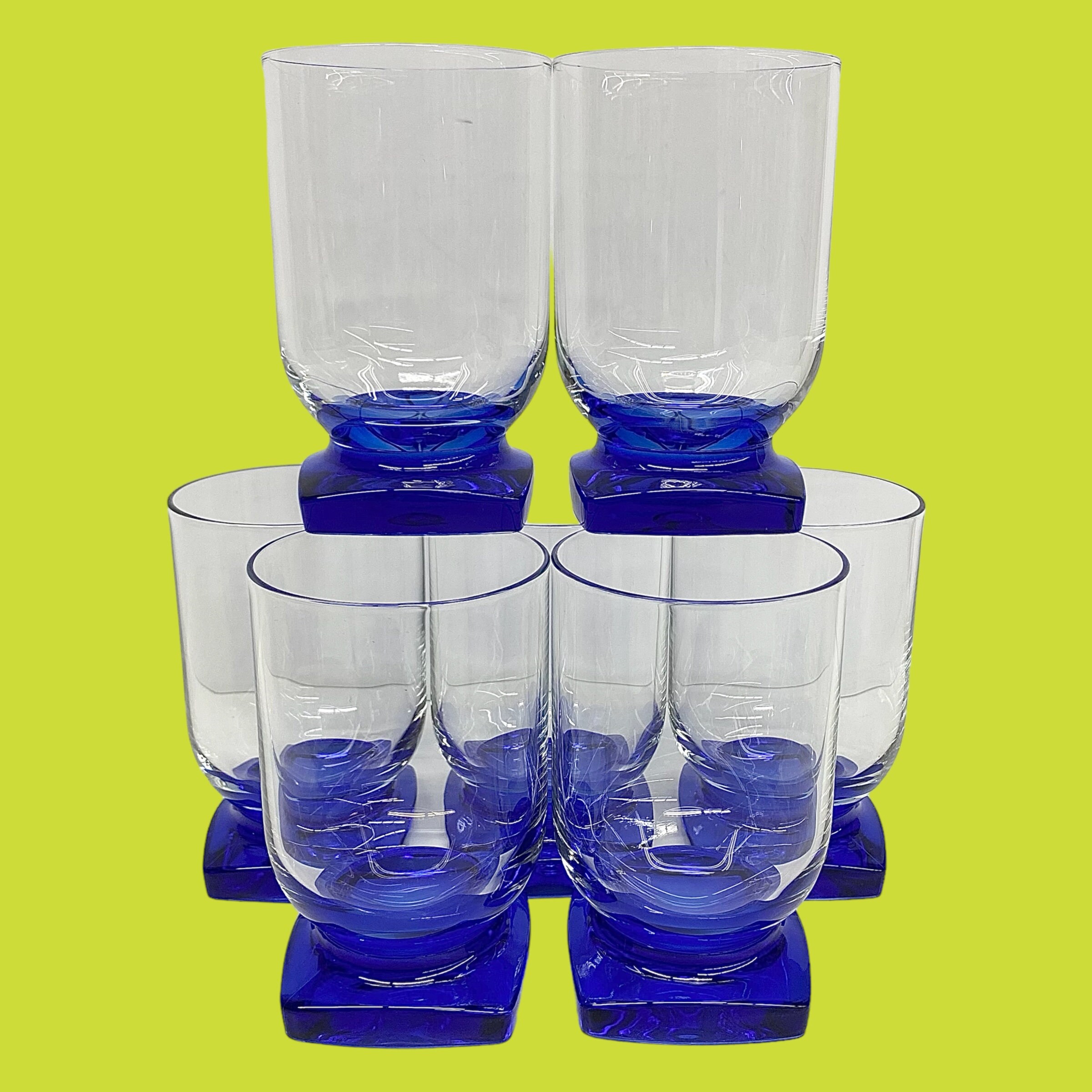 Vintage Bormioli Rocco Glasses Retro 1980s Contemporary + Ibisco +