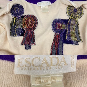 Vintage Escada Cardigan 1990s Retro Size 44 Preppy Equestrian Merino Wool Margaretha Ley Button Up L/S Deep V Sweater Apparel image 10