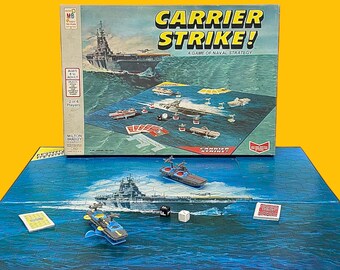 Vintage Carrier Strike! Board Game Retro 1970s Milton Bradley + Complete + A Game of Naval Strategy + Ages 8 to Adult + Navy + Marines + Toy