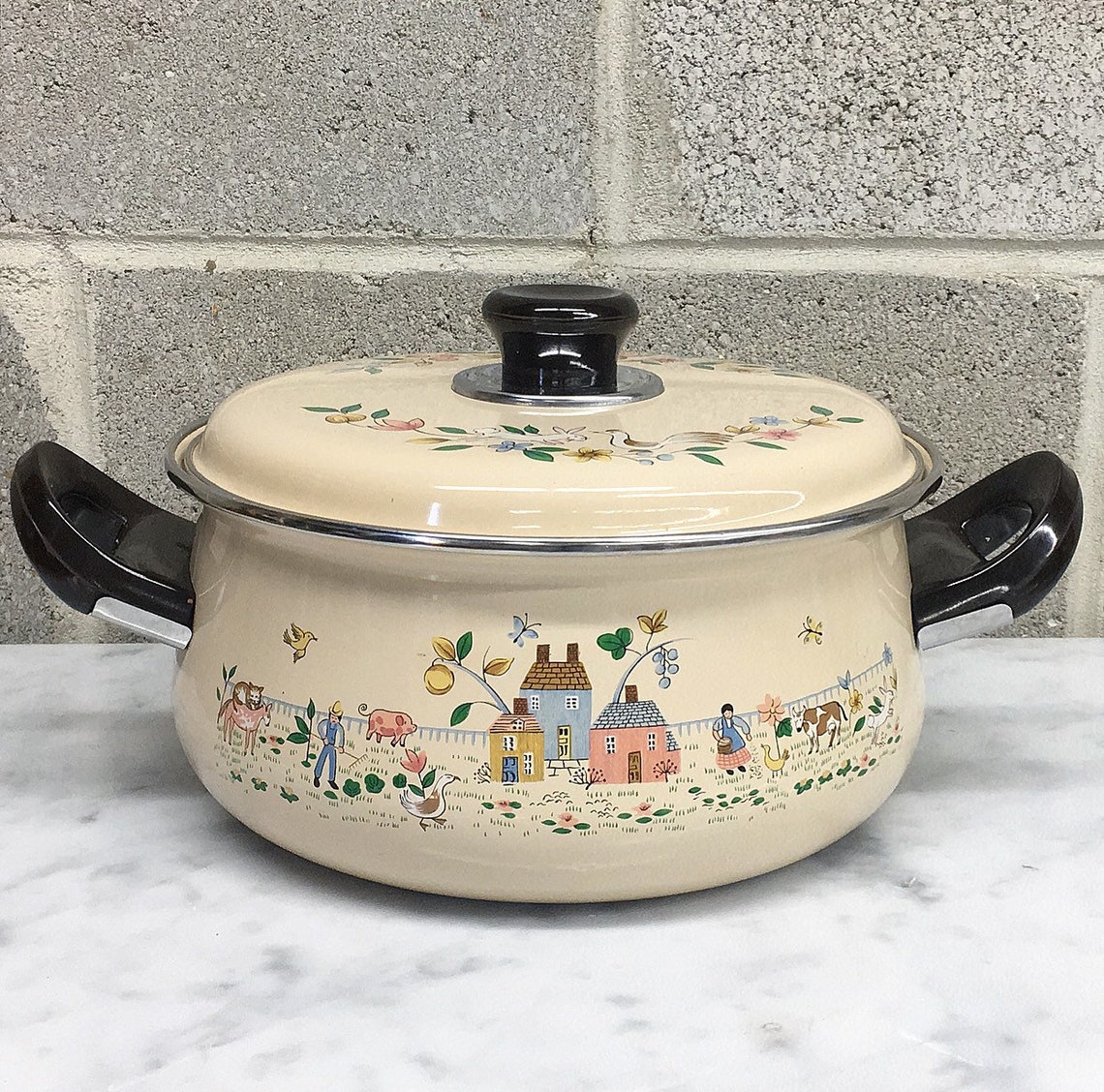 Vintage Cookware Set Retro 1980s Farmhouse Set of 3 Enamel Etsy