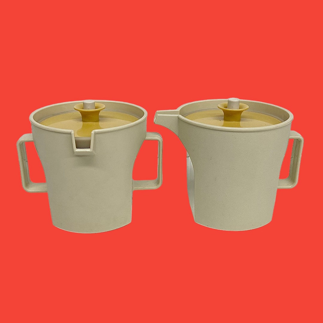 Vintage Sugar and Creamer Set Retro 1980s Tupperware Almond Etsy