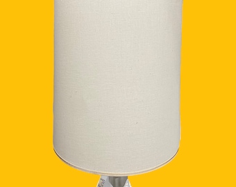 Vintage Barrel Lampshade Retro 1960s Mid Century Modern + Round + Cylinder Shape + Cream Fabric + Gold Trim + Mood Lighting + MCM Home Decor
