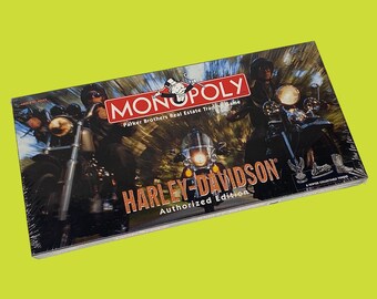 Vintage Monopoly Board Game Retro 1990s SEALED/never opened + Harley Davidson Edition + Parkers Brothers + Buy Sell Trade + Real Estate