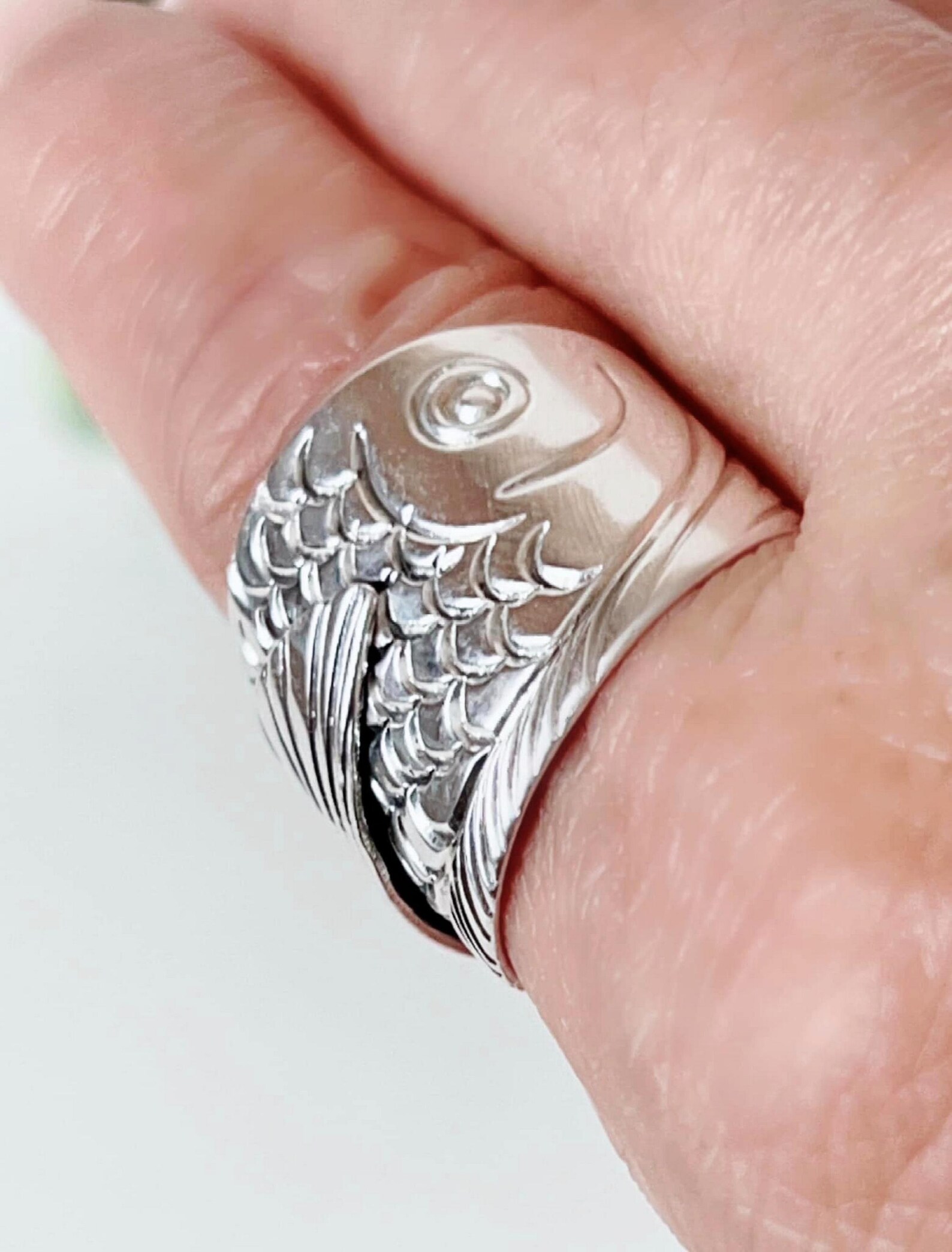 Silver Fish Ring, Sterling Silver Fish Ring, Lucky Fish Ring, Handmade ...