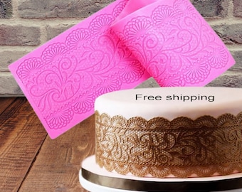 Cake lace mold, Silicone lace Mat. fondant icing sugar mat. silicone Embossing Mat Gum Paste. Cake Lace Fondant, soap embed Mat Mold