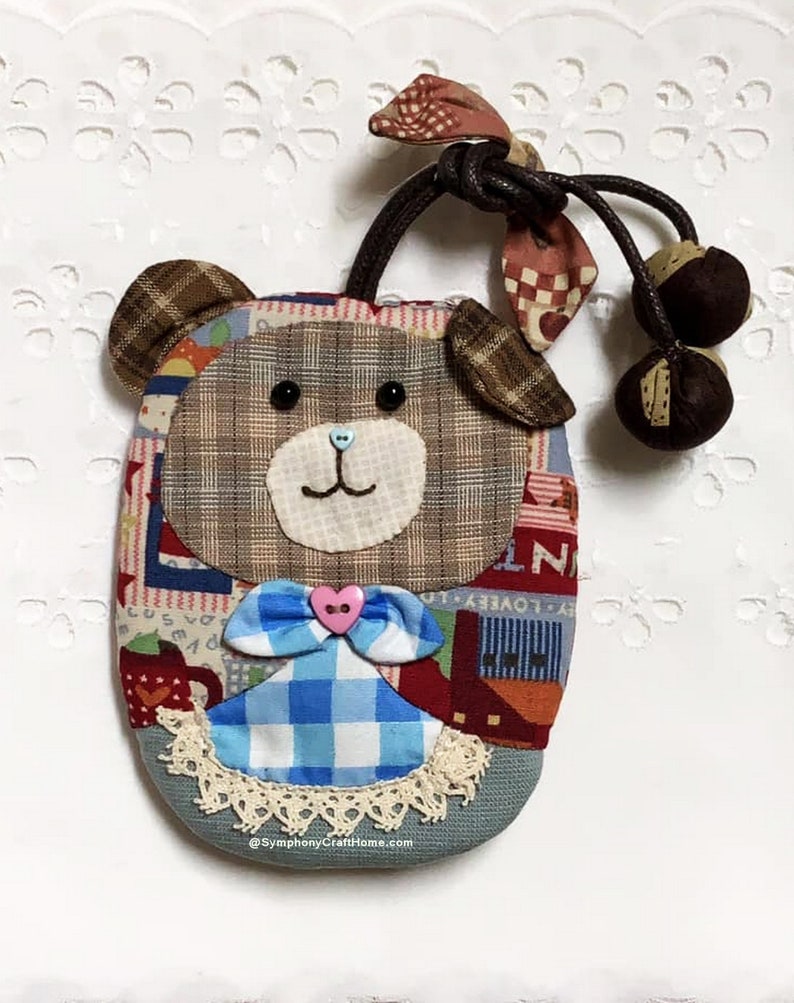 patchwork key cover Japanese cotton fabric cute handmade key holder Key holder patchwork cute bear key case gift handmade key cover
