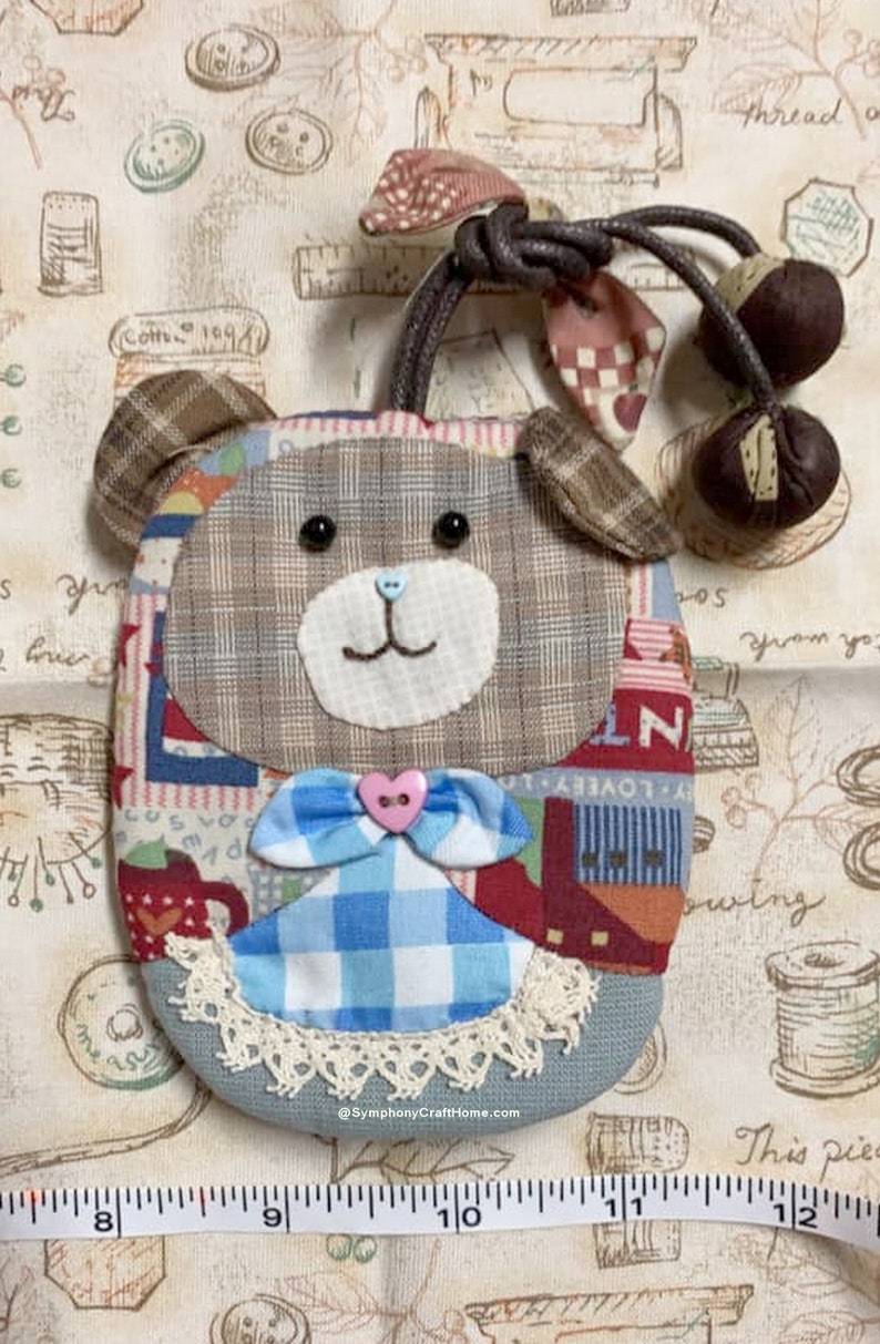 patchwork key cover Japanese cotton fabric cute handmade key holder Key holder patchwork cute bear key case gift handmade key cover