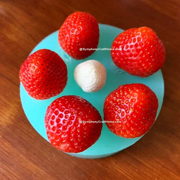 3D strawberry mold real size strawberry #strawberry chocolate mold, embed mold wax tart mold, berry fruit mold, cupcake top,resin clay mold