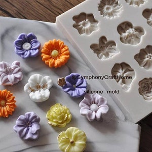 mini flowers sugar mold, fondant flowers mold, resin flower mold, mini flower mold, cake fondant mold, soap mold, embed flower mold