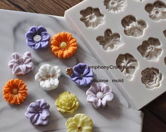 mini flowers sugar mold, fondant flowers mold, resin flower mold, mini flower mold, cake fondant mold, soap mold, embed flower mold