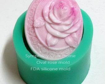 Rose with 3 Leaf mold, soap mold, silicone mold, soap supplies, DIY mold, fondant cake mold, candle mold, #polymer clay mold , free shipping