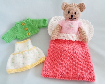 Teddy Bear Knitting Pattern: Tessa Bear in Bed (Digital Download)
