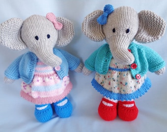 Elephant Knitting Pattern, Instant Digital Download, Knitted Elephant Pattern, Little Dazzler Elephant: Ella, English Language Pattern