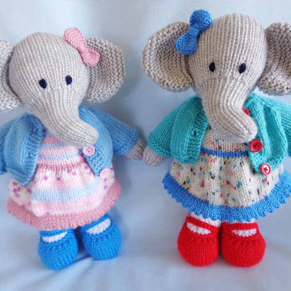 Elephant Knitting Pattern, Instant Digital Download, Knitted Elephant Pattern, Little Dazzler Elephant: Ella, English Language Pattern