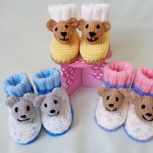 Baby Booties Knitting Pattern, Instant Digital Download, Teddy Bear Booties Pattern, Novelty Booties, English Language Pattern, image 1