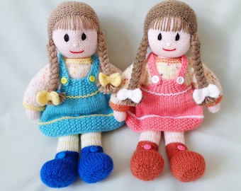 Doll Knitting Pattern, Instant Digital Download, Doll making tutorial, Little Dazzler Doll: Leah, English Language Pattern