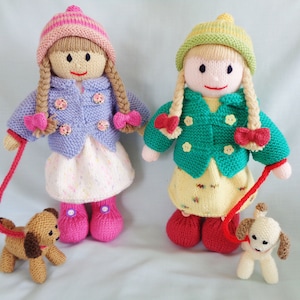 Doll Knitting Pattern, Doll and dog pattern Instant Digital Download, Knitted Doll Pattern, Little Dazzler Doll: Lily, English Pattern