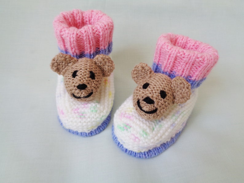Baby Booties Knitting Pattern, Instant Digital Download, Teddy Bear Booties Pattern, Novelty Booties, English Language Pattern, image 2