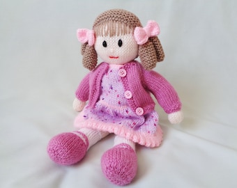 Doll Knitting Pattern, Instant Digital Download, Knitted Doll Pattern, Doll making tutorial, Little Dazzler Doll: Hannah, Soft Toy Pattern