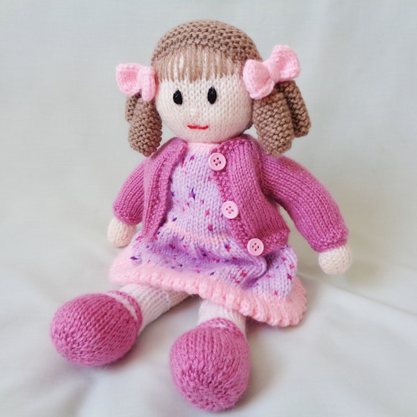 Doll Knitting Pattern, Instant Digital Download, Knitted Doll Pattern, Doll making tutorial, Little Dazzler Doll: Hannah, English Pattern