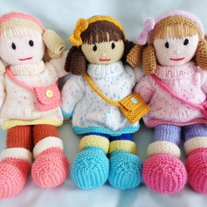 Doll Knitting Pattern, Instant Digital Download, Doll making tutorial, Little Dazzler Doll: Amy, English Language Pattern