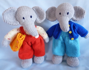 Elephant Knitting Pattern, Instant Digital Download, Knitted Elephant Pattern, Little Dazzler Elephant: Edwin, English Language Pattern