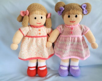 Doll Knitting Pattern: Veronica, 17-inch Doll with Dress (Digital Download) English Language Pattern