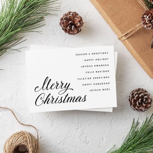 Frohe Weihnachten Postkarte Stil #2, 13x18 Weihnachtspostkarte, Download mit natürlich weißem Hintergrund