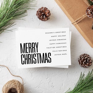 Cartolina di Buon Natale Stile n. 1, download stampabile immediato con sfondo bianco naturale