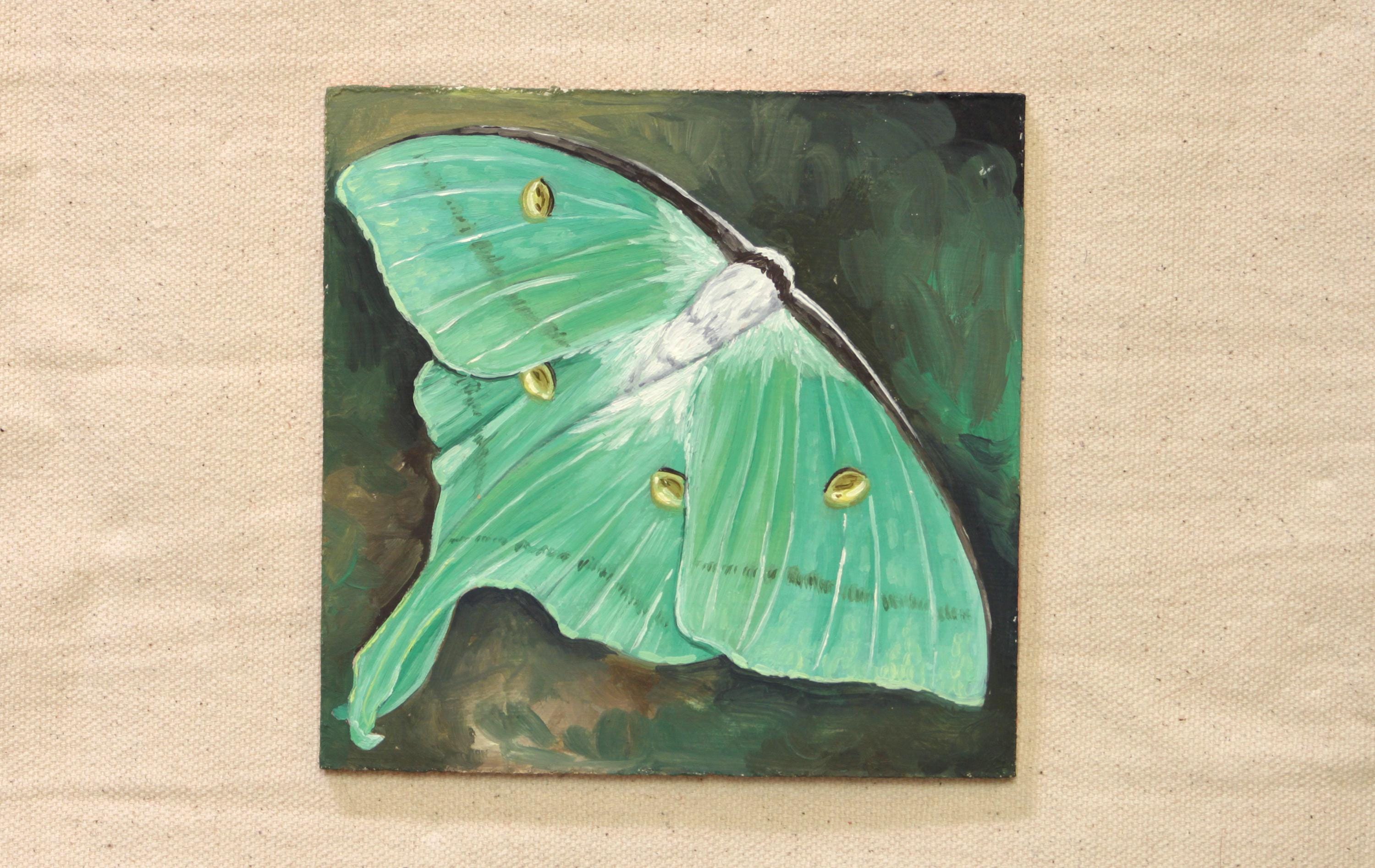 Luna Moth - Original Oil Painting on Wood - Small Art, Artwork, Paint ...