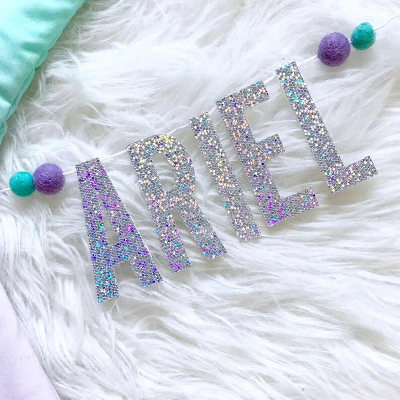 Newborn Photography |Baby Shower Mermaid Baby Personalized Bassinet Banner Felt Balls Gender Reveal Pregnancy Baby Announcement