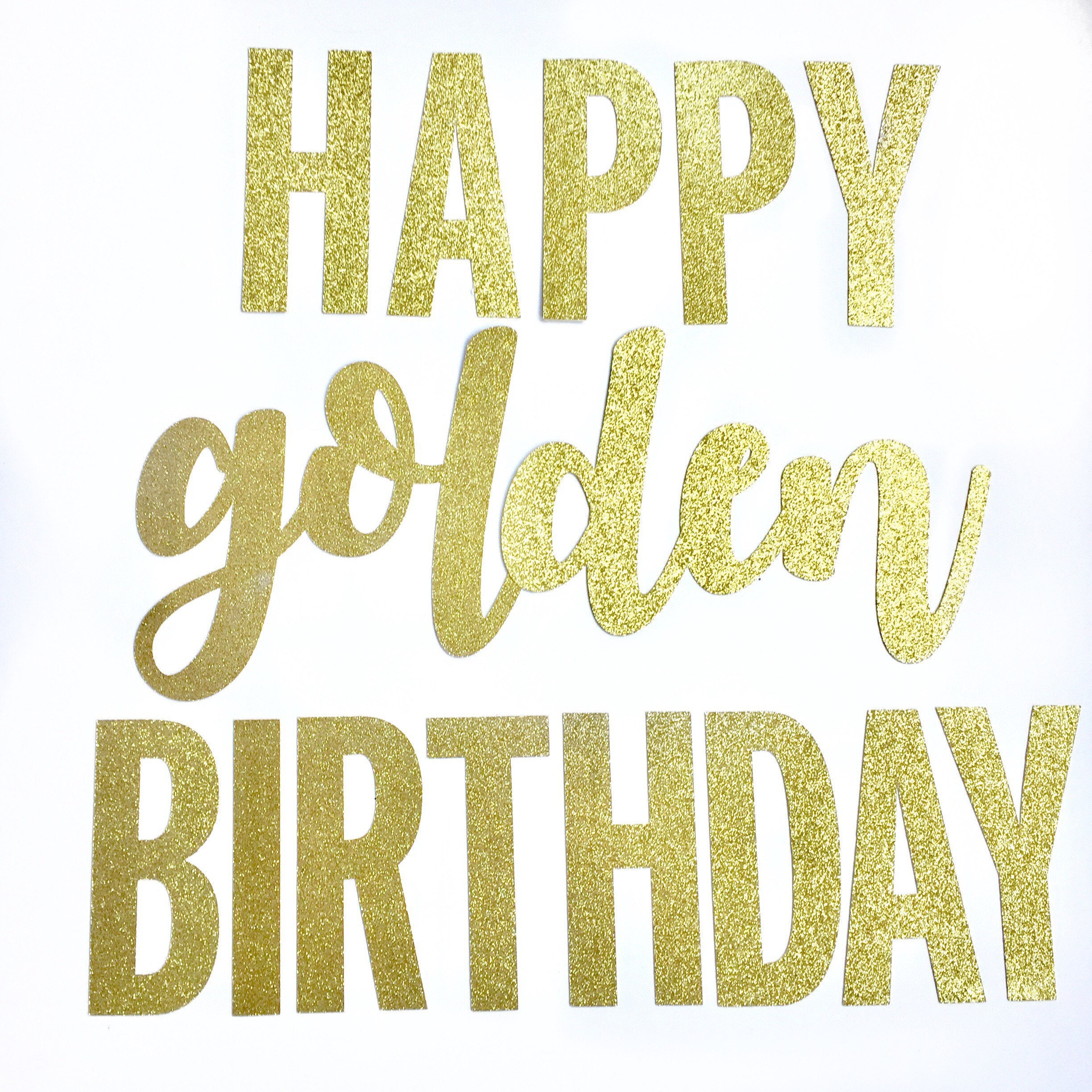 Happy Golden Birthday glitter banner golden birthday party