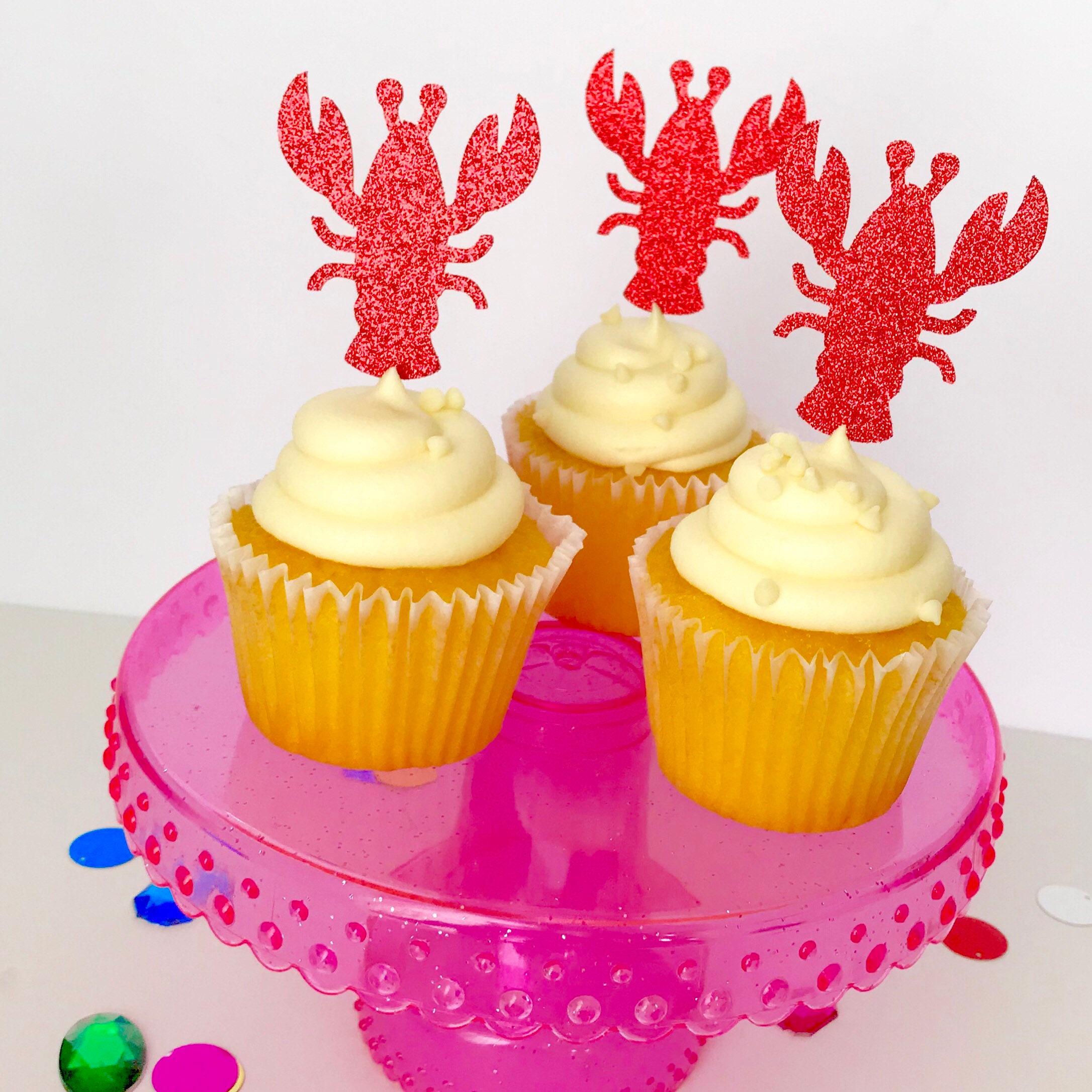 Lobster Cupcake Toppers Cupcake Toppers Summer Birthday | Etsy