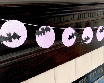 Midnight Bat Banner | Halloween Decor | Halloween Banner | Spooky | Glitter Banner | Bat Garland | Halloween Party | Halloween