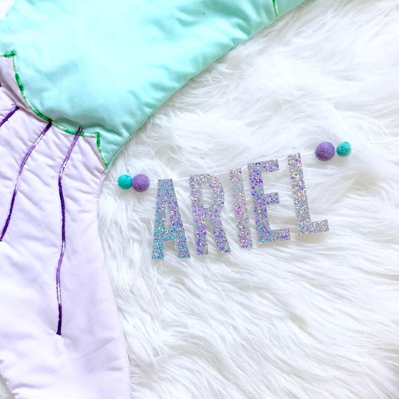 Newborn Photography |Baby Shower Mermaid Baby Personalized Bassinet Banner Felt Balls Gender Reveal Pregnancy Baby Announcement