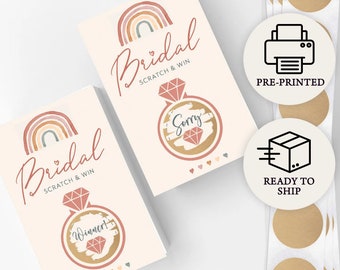 Bridal Shower Lottery Raffle Game - Printed Scratch Off Cards, Set of 30, Boho Rainbow (PRP-601)