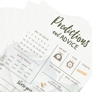 Tarjetas de predicciones y consejos para bebés – Juego de baby shower de aventura en el bosque, adorable temática de animales del bosque para niño, paquete de 30 (PRP-2001) imagen 6