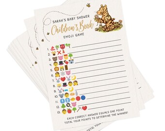 Personalized and Printed Winnie Emoji Guess Baby Shower Game | Custom Print | PRP-1003