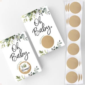 Baby Shower Lottery Raffle Game - Printed Scratch Off Cards, Set of 30, Eucalyptus (PRP-111)