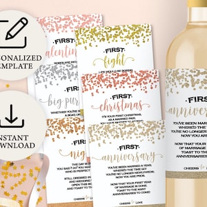 Digital Confetti Full Size Bottle Labels | Set of 6 | Wedding Wine Bottle Labels | Milestone Wine Labels | Instant Download | PRP-205