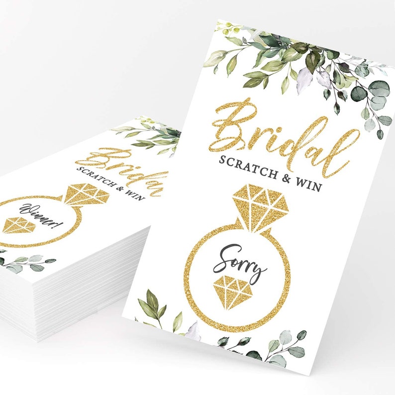 Who Has The Ring Raffle Bridal Shower Lottery Game Printed Scratch Off Cards, Set of 30, Eucalyptus PRP-101, PRP-100 Bild 5