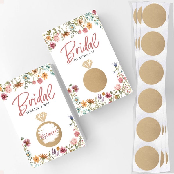 Bridal Shower Lottery Raffle Game - Printed Scratch Off Cards, Set of 30, Wildflower (PRP-201)