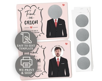 Personalized & Professionally Printed Who Has The Groom Game | Bridal Shower | Free Scratch off Stickers | Free Shipping | Set of 21