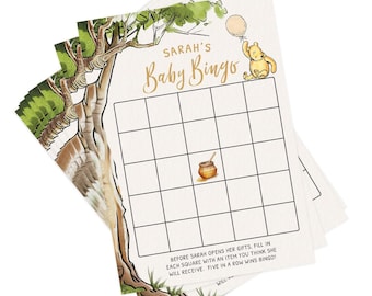 Personalized and Printed Winnie Bingo Baby Shower Game | Spring Baby Shower Game |  Custom Print | PRP-1003